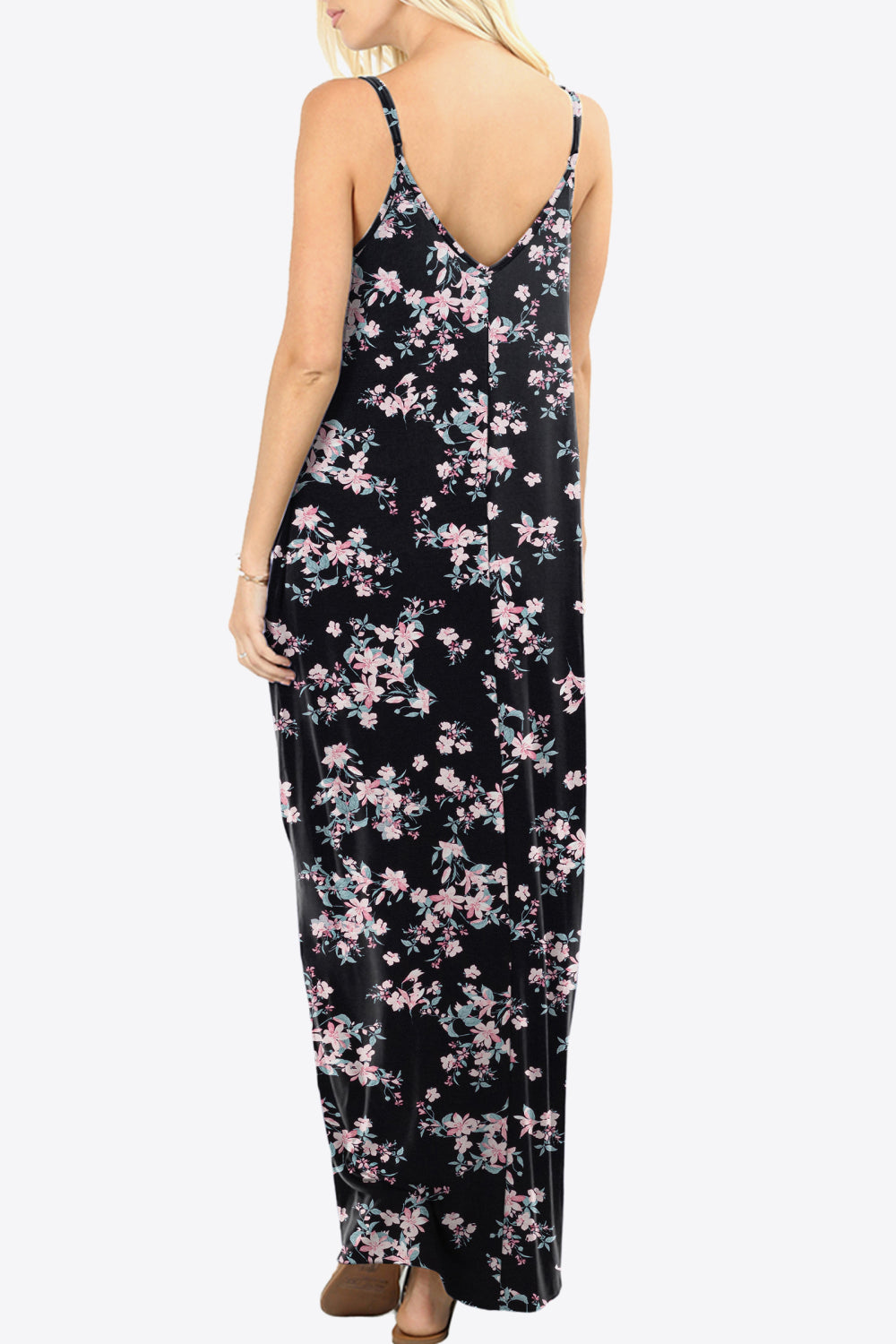 Floral Spaghetti Strap Maxi Dress with Pockets