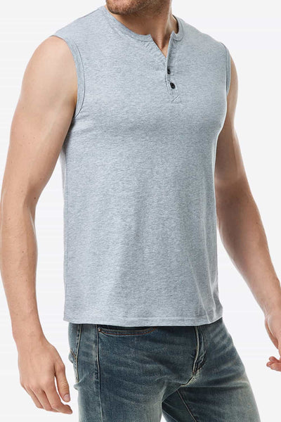 Buttoned Notched Neck Tank