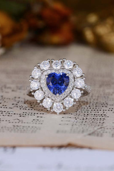Lab-Grown Sapphire Heart Shape Ring