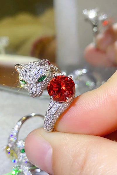 Cat 2 Carat Moissanite Adjustable Animal Ring