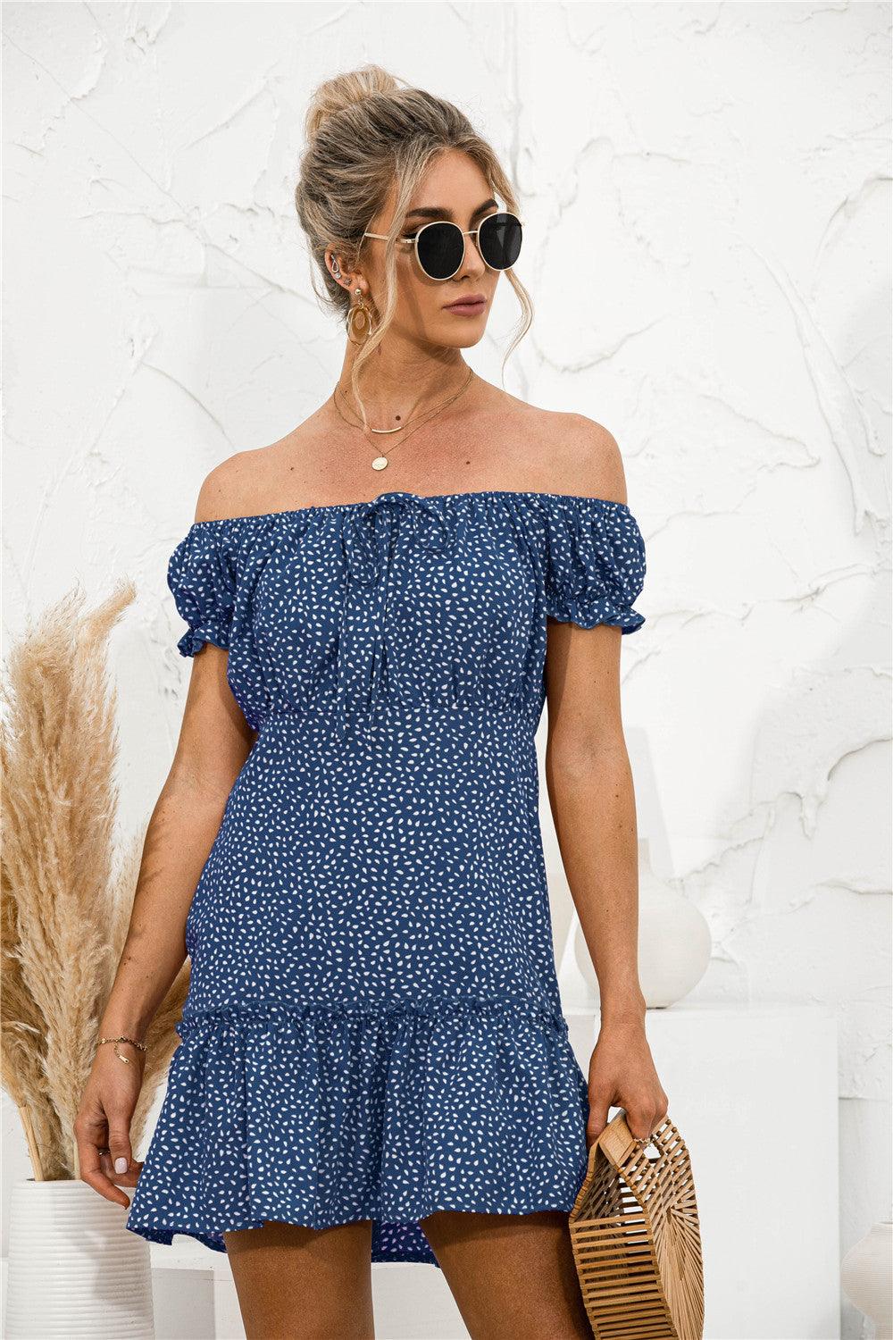 Frill Trim Off Shoulder Dress - LaLa D&C