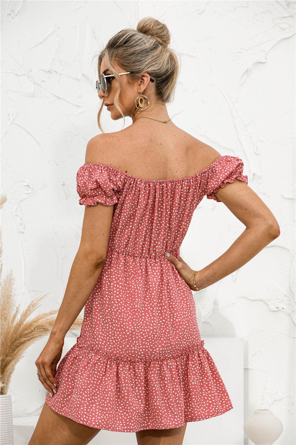 Frill Trim Off Shoulder Dress - LaLa D&C