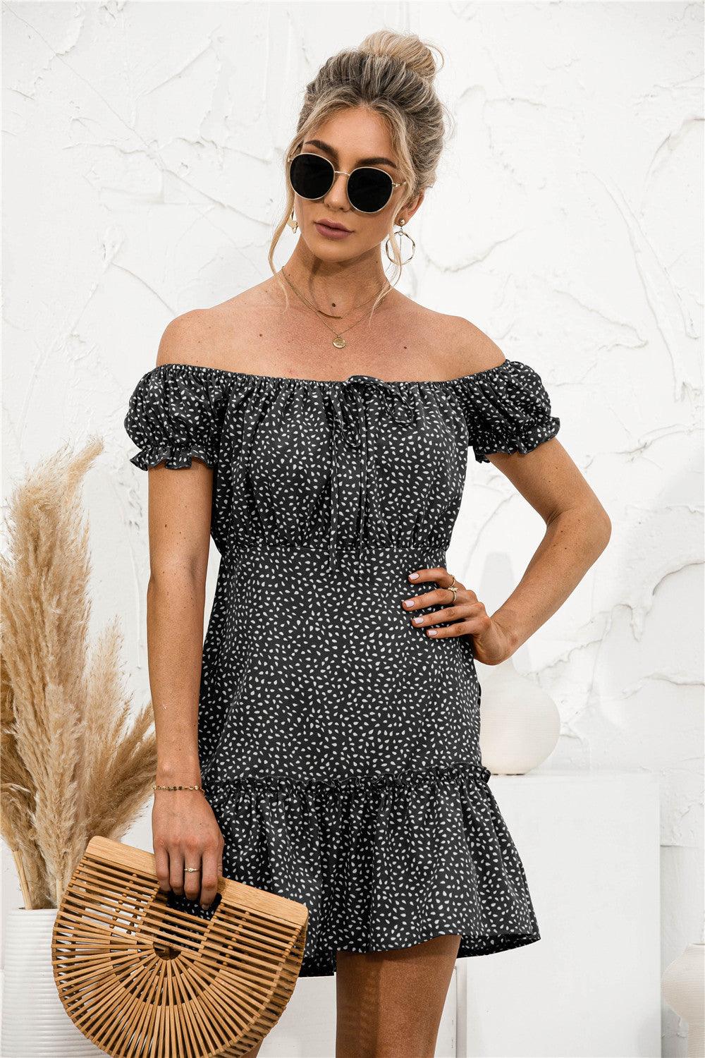 Frill Trim Off Shoulder Dress - LaLa D&C