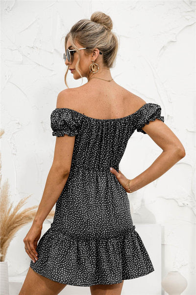 Frill Trim Off Shoulder Dress - LaLa D&C