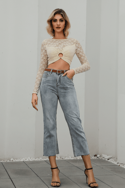 Gathered Detail Lace Crop Top - LaLa D&C
