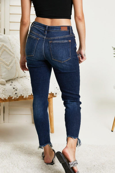 Judy Blue Beatrice Full Size Destroyed Hem Slim Fit Jeans - LaLa D&C