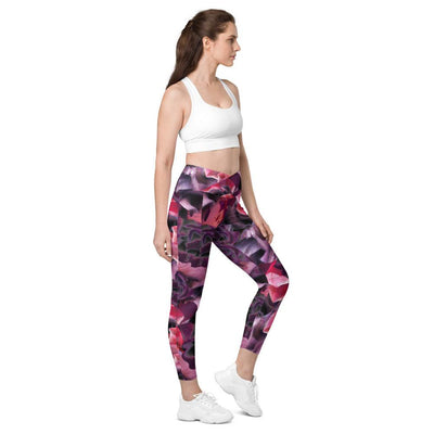 Rose Printed Crossover Leggings with Pockets - LaLa D&C