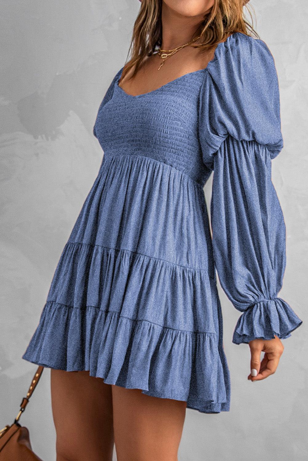 Smocked Off-Shoulder Tiered Mini Dress - LaLa D&C
