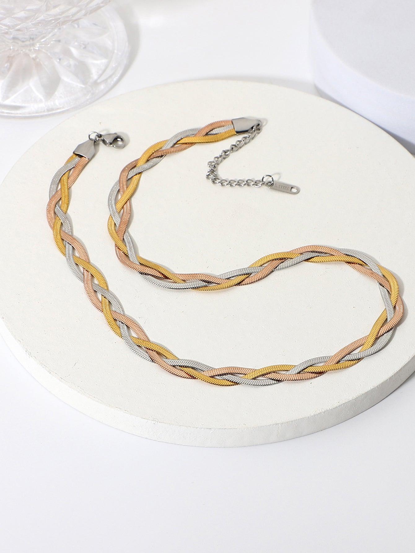 Tricolor Braided Snake Chain Necklace - LaLa D&C