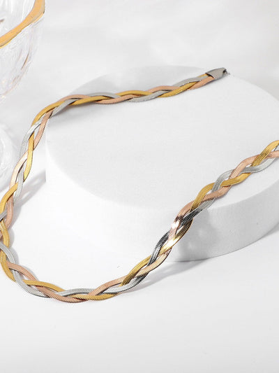 Tricolor Braided Snake Chain Necklace - LaLa D&C